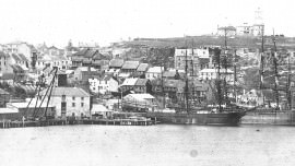 Cuthberts shipyard, c1860. City of Sydney Archives.